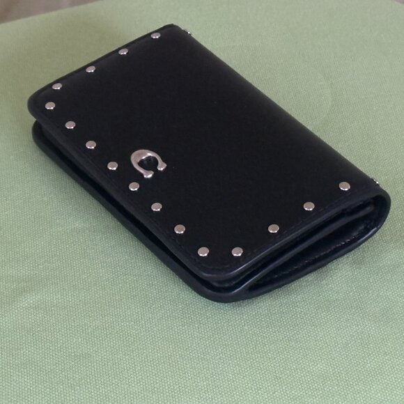 COACH SLIM CARD CASE WITH RIVETS:NWT BLACK  CU710 (see note) - Picture 7 of 16